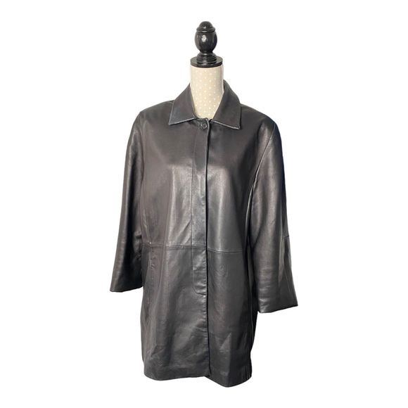 Marks & Spencer Jackets & Blazers - Black Leather jacket Collared marks and Spencer 100% Leather Classic Jacket 18
